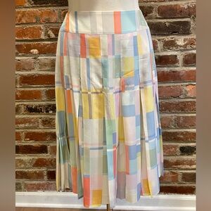 Rare Vintage 1999 CHANEL Pastel Colorblock Logo Silk Skirt - Size 42 (S)